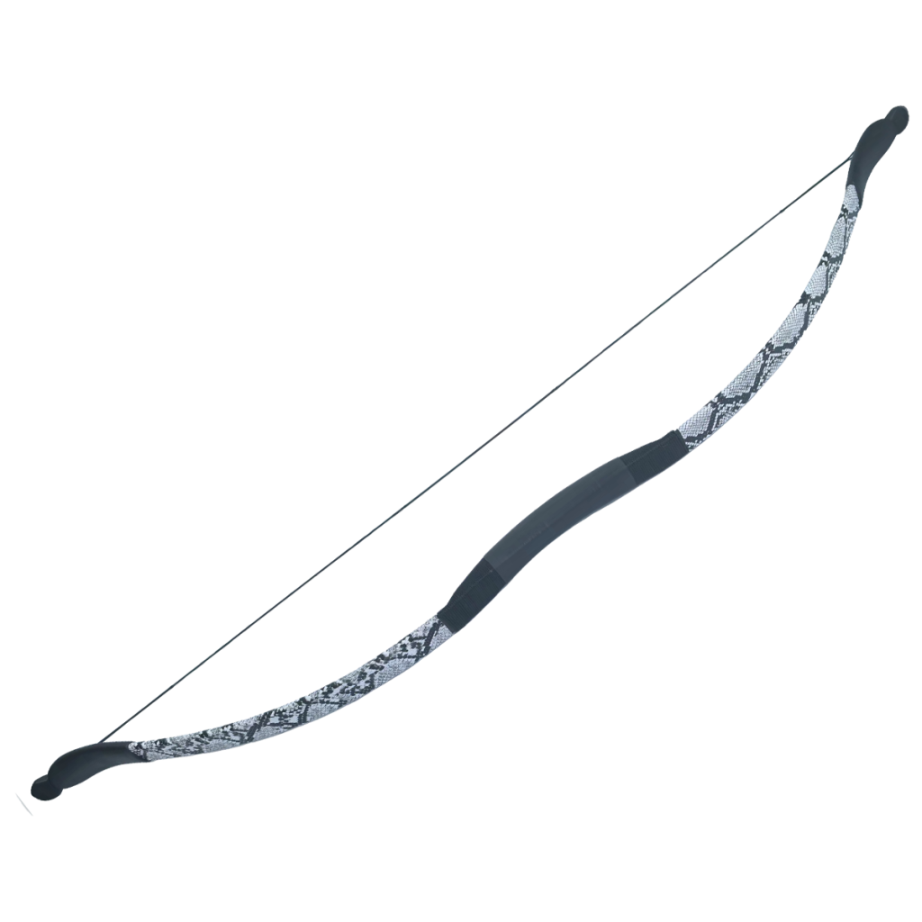Black and white snakeskin recurve bow