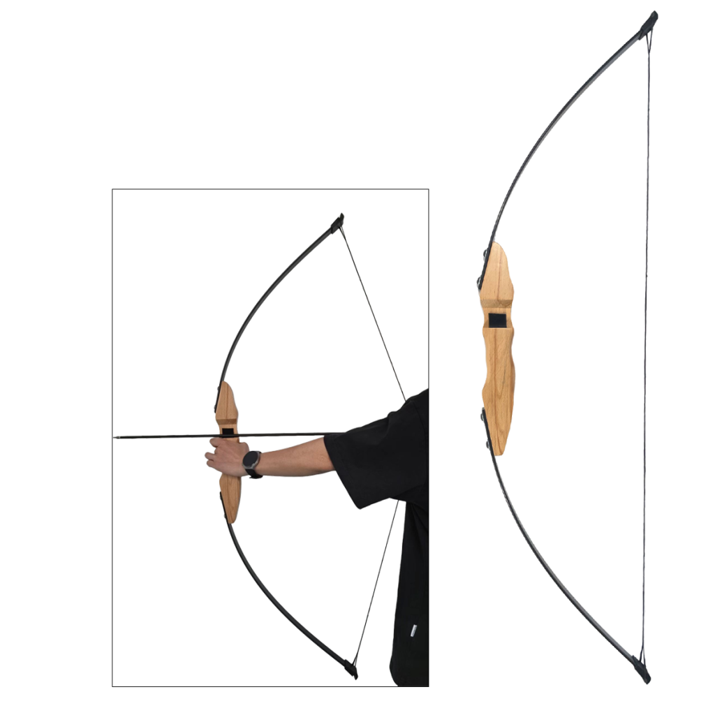 Natural wood color straight-draw American hunting bow